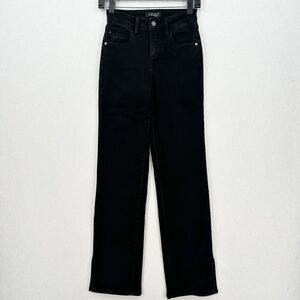 Judy Blue Jeans Womens 0 24 Straight Leg Black Stretch Denim Split Hems EUC